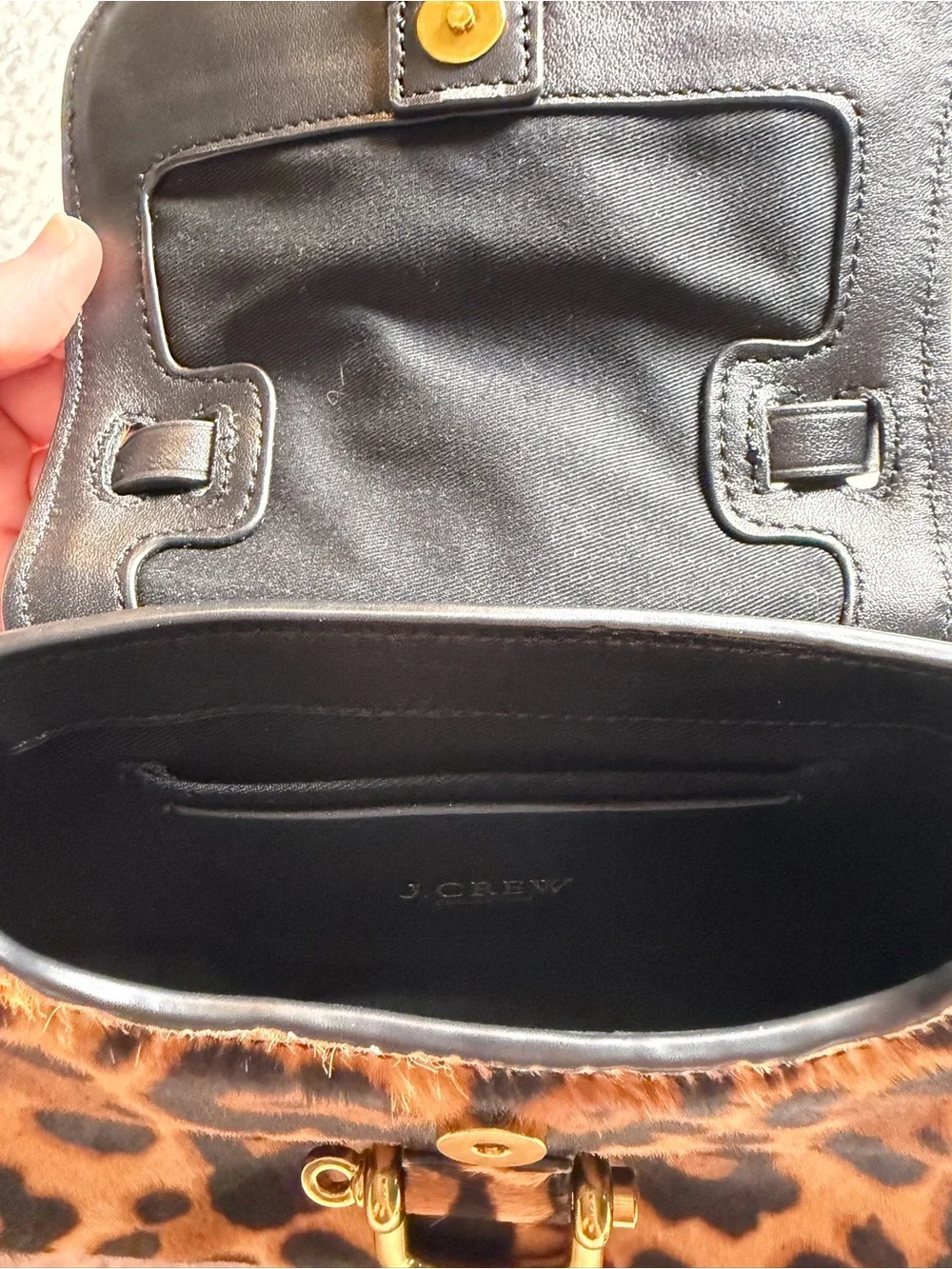 J. Crew Leopard Print Crossbody with Black Trim